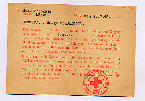 Dachau — document Croix Rouge Internationale recherche Serge Smulevic