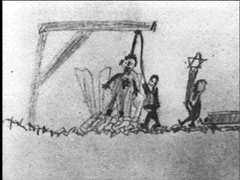 Dessin d'un jeune enfant, Josef Novak, interné à Theresienstadt