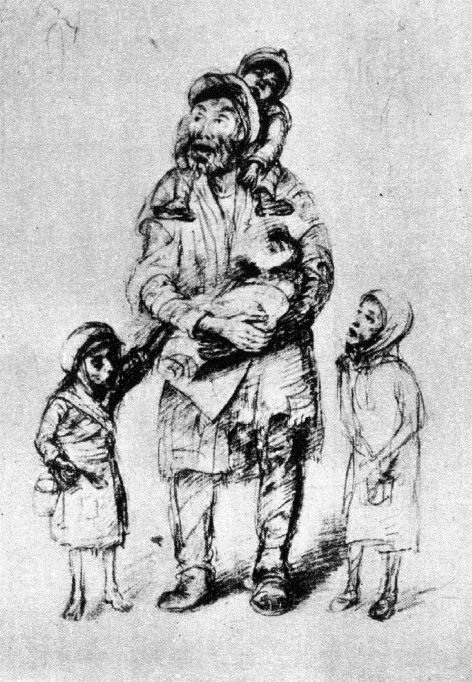  Roman Kramsztyk, Vieux juif avec enfants, vers 1941.