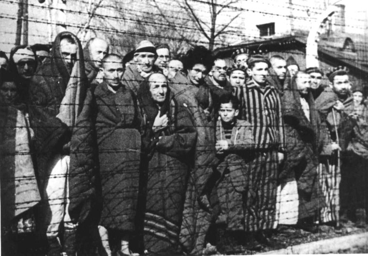 Déportés libérés, Auschwitz, 1945