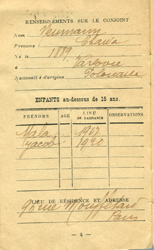 Famille Sztykgold — carte de séjour 1